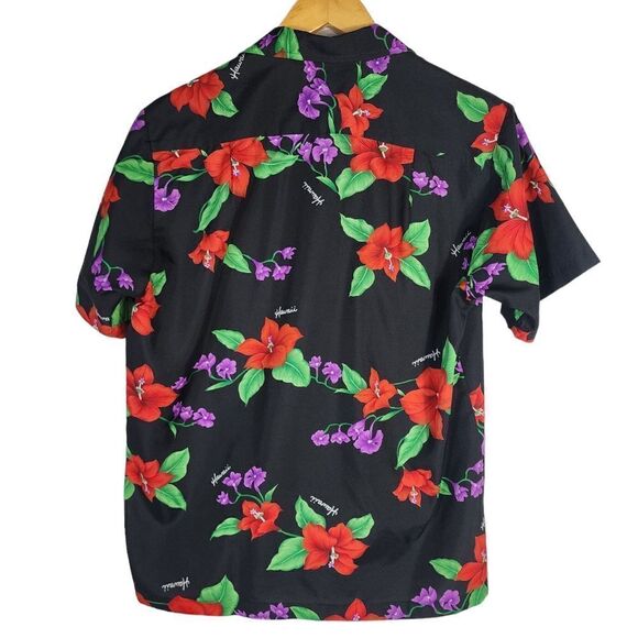 Vintage Shoreline Hawaii Black Floral Button Up Hawaiian 70s Shirt - Picture 4 of 6